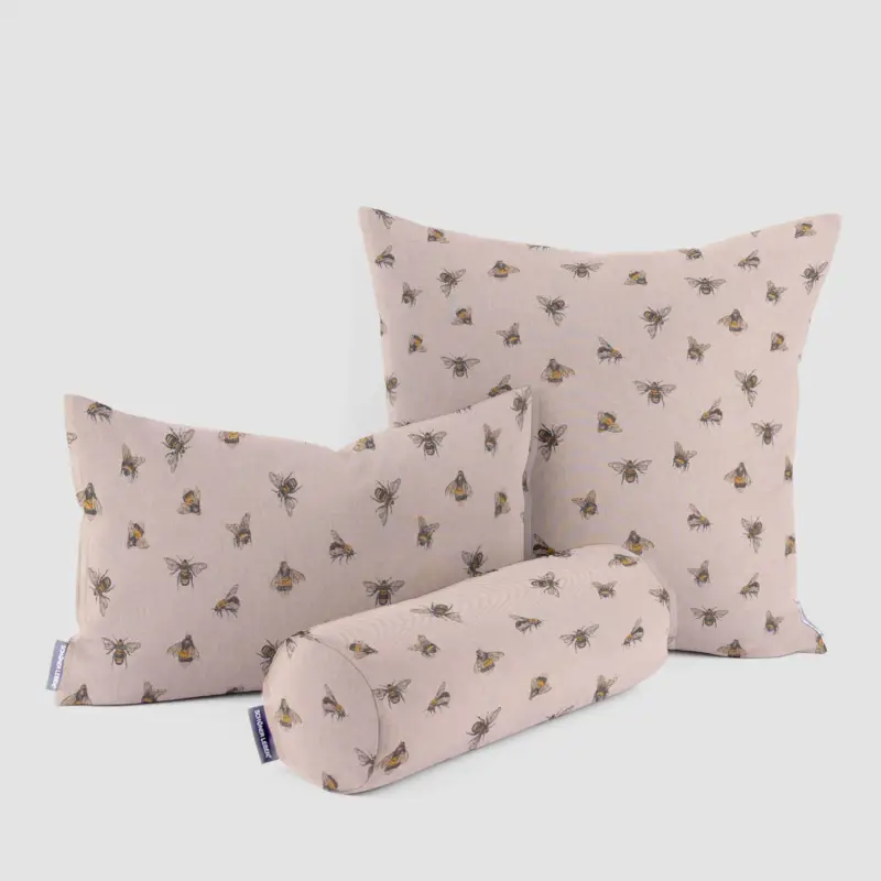 SCHÖNER LEBEN. Kissenhülle Leinenlook Bee Buzzing Bienen Hummeln natur gelb verschiedene Größen Top-Angebot