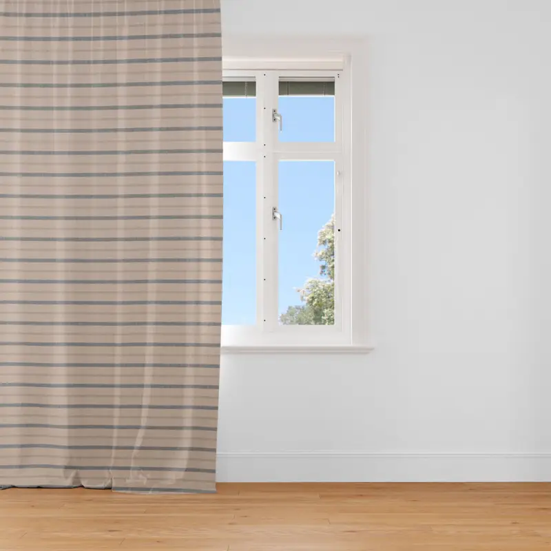 Direktkauf SCHÖNER LEBEN. Vorhang Leinenlook Riviera Stripe Small Streifen natur blau 245cm oder Wunschlänge