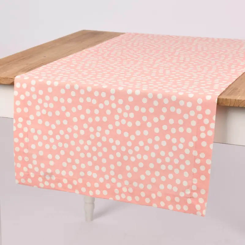 Linen & More Tischläufer Punkte rosa weiß 50x140cm Heißes Angebot