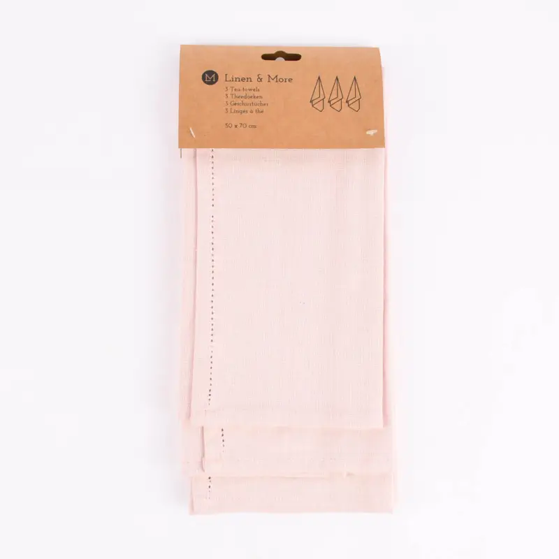 Linen & More 3er Set Geschirrtücher Indi einfarbig hellrosa 50x70cm Mega-Angebot