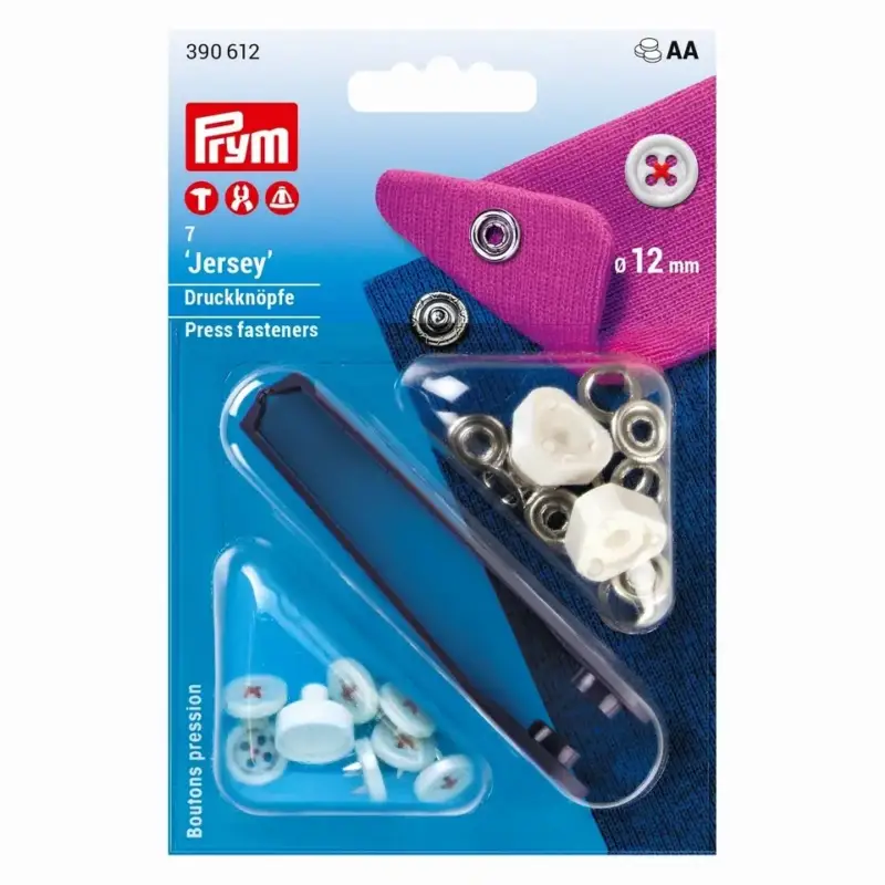Prym Nähfrei Druckknopf Jersey Annähoptik weiß Fadenfarbe rot 7 Stück 12mm Sale