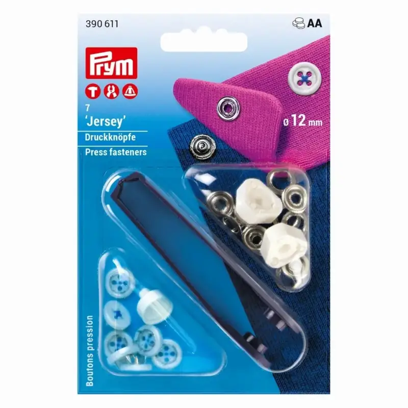 Preiswert Prym Nähfrei Druckknopf Jersey Annähoptik weiß Fadenfarbe blau 7 Stück 12mm