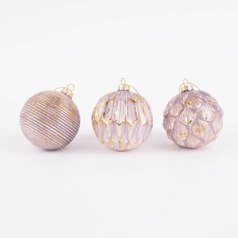 Weihnachtskugel Beauty verschiedene Varianten hellviolett goldfarbig 8cm Expressversand