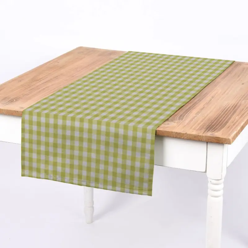 Top-Angebot SCHÖNER LEBEN. Tischläufer Landhaus kariert lime weiß Karogröße ca.1,3x1,3cm 40x160cm