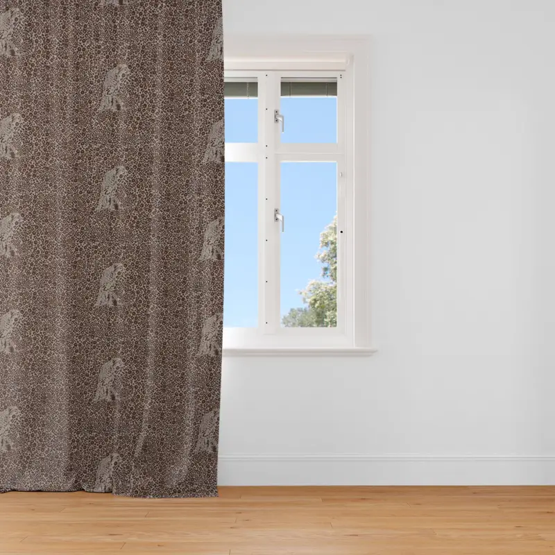 SCHÖNER LEBEN. Vorhang Leinenlook Leoparden natur braun 245cm oder Wunschlänge Versand Am Gleichen Tag