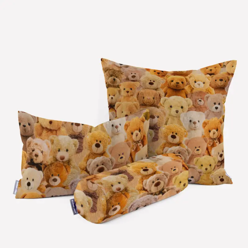SCHÖNER LEBEN. Kissenhülle Teddybären braun beige verschiedene Größen Aktuell