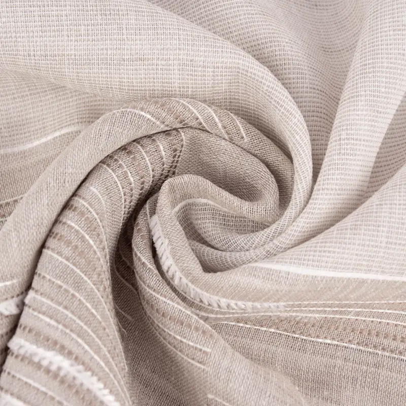 Bestseller Gardinenstoff natürliche Strukturoptik Streifen halbtransparent beige natur 150cm Breite