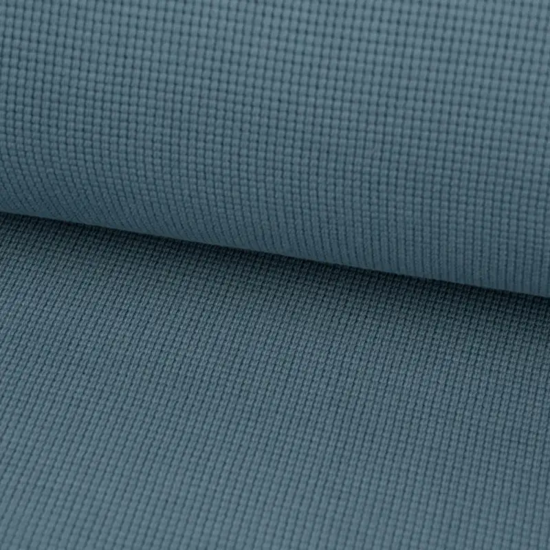 Markenware Waffelstrick Doubleface einfarbig indigo blau 1,4m Breite