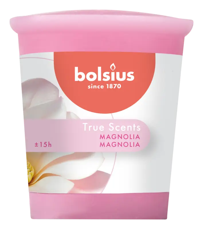 Garantierte Lieferung Bolsius Votivkerze Duftkerze True Scents Aromatic Magnolie rosa 4,5x5cm