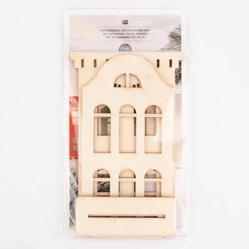 Rico Design Deko Stadthäuser 2er Set Holz natur verschiedene Größen Top-Angebot