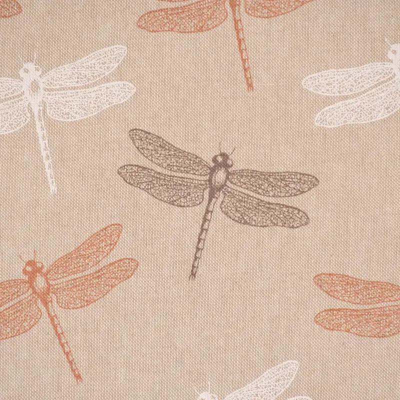 Direktkauf Dekostoff Halbpanama Leinenlook Iconic Dragonfly Libellen natur 1,40m Breite
