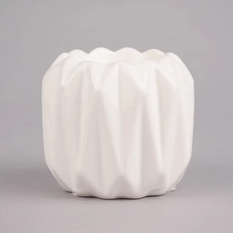 Markenprodukt Rico Design Teelichthalter Kerzenhalter geometrisch Porzellan glänzend weiß 8x8cm