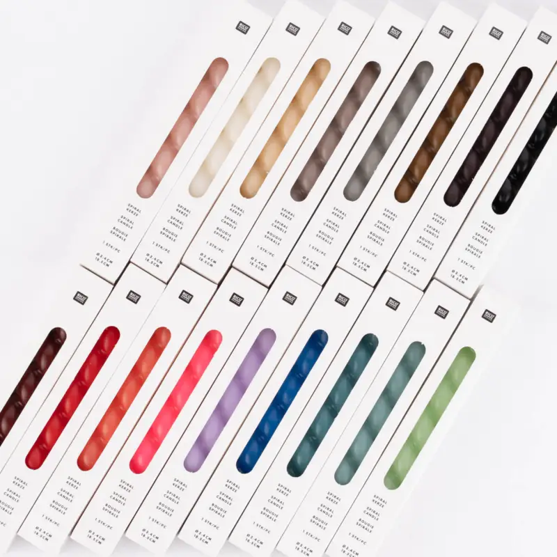 Ausverkauf Rico Design Spiralkerze Stabkerze einfarbig verschiedene Farben 18,5x2,4cm