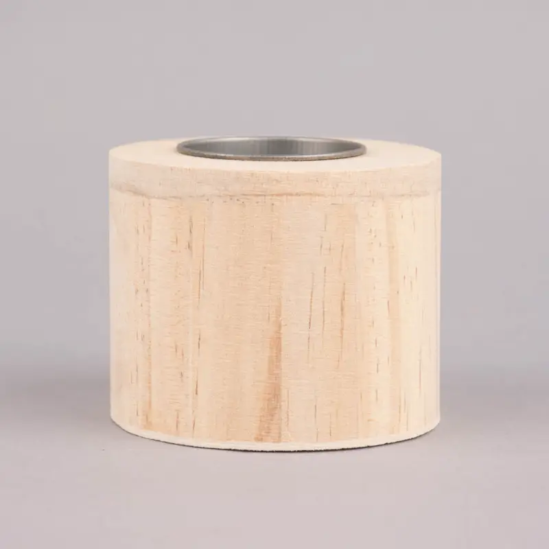 Rico Design Teelichthalter zylinderförmig Holz natur silberfarbig 6x7,5cm Preisknaller