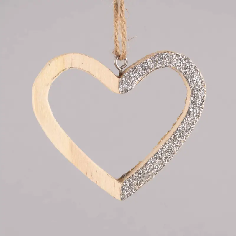 Rico Design Dekohänger Herz Glitter Holz natur silberfarben 8x8x0,9cm Sofort Bestellen