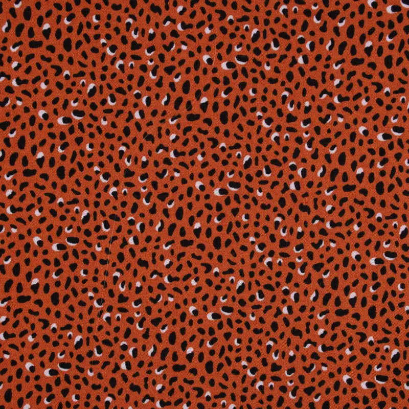 Jetzt Kaufen Bekleidungsstoff Viskose Rosella Stretch Leomuster mini rost schwarz grau 1,4m Breite