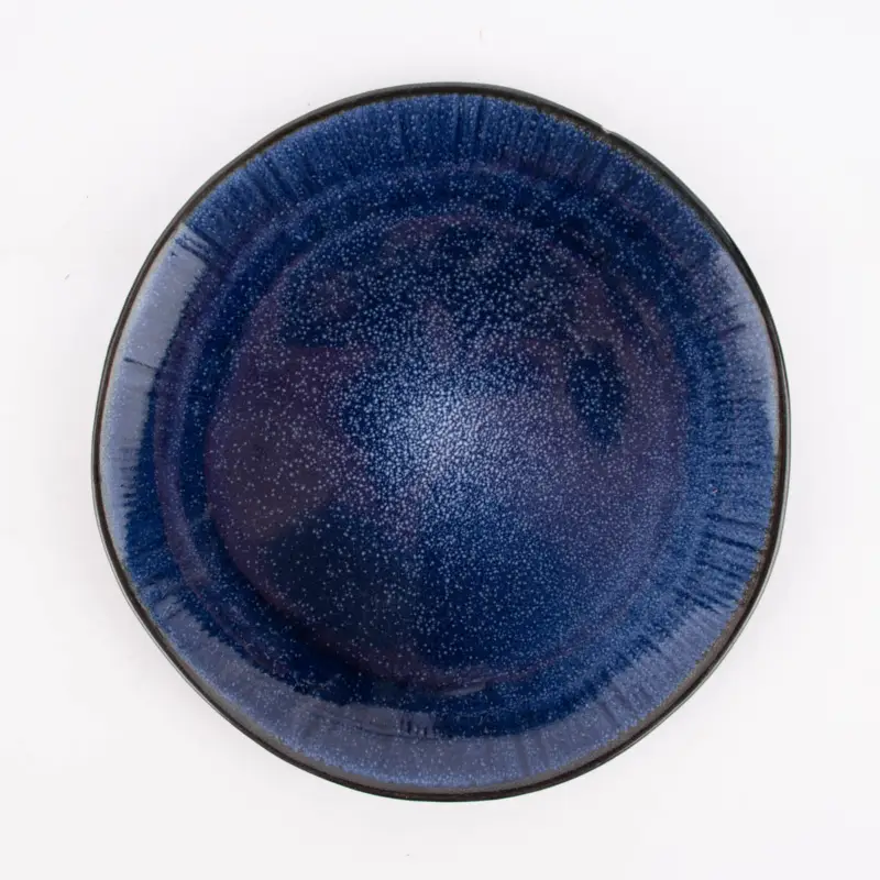 Neuheit Teller reactive glaze reaktive Glasur dunkelblau 22cm