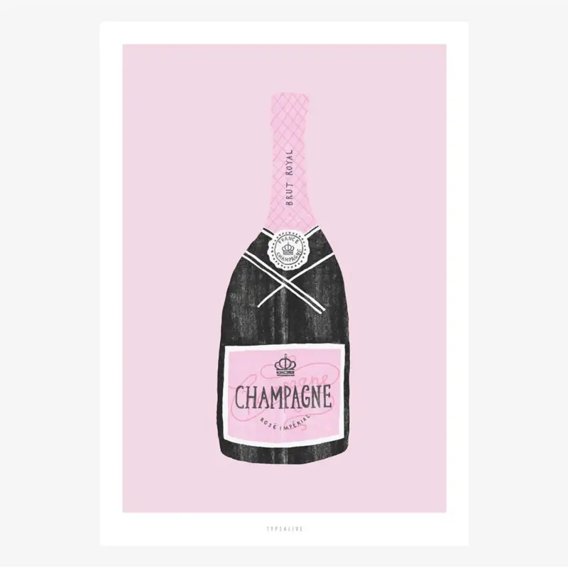 Direktkauf Print Champagne Papier weiß rosa grau A5 14,8x21cm