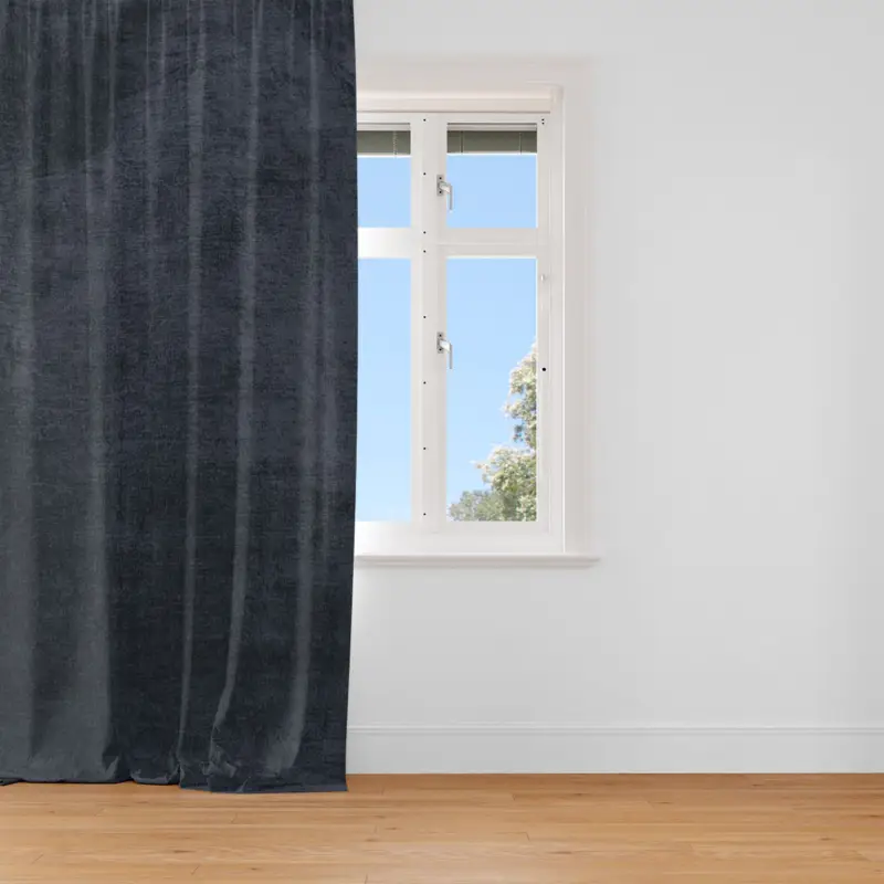 SCHÖNER LEBEN. Vorhang Thermovorhang Akustik Soft Teddy Deluxe dunkelblau 245cm oder Wunschlänge Finale Aktion