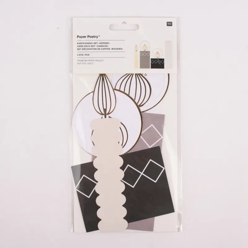 Schneller Versand Rico Design Kartendeko Papierkerzen Weihnachten grau creme schwarz 4 Stück