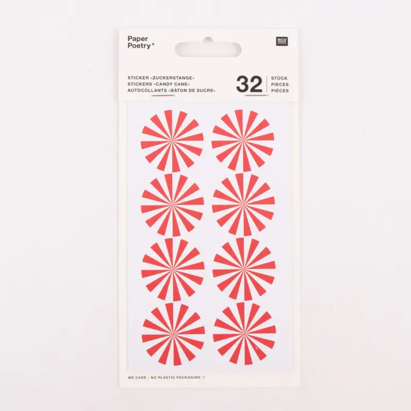 Rico Design Sticker Zuckerstange rot weiß 4 Blatt Ausverkauf