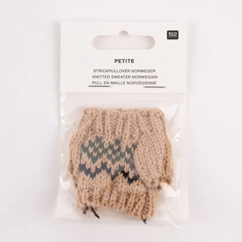 Rico Design Miniatur Strickpullover braun grün schwarz 6x6cm Preis Gesenkt