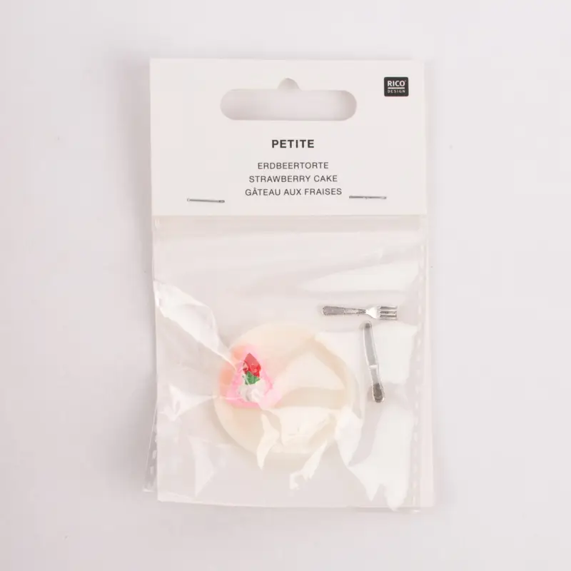 Rico Design Miniatur Set Erdbeertorte weiß rosa silberfarbig Knallerangebot