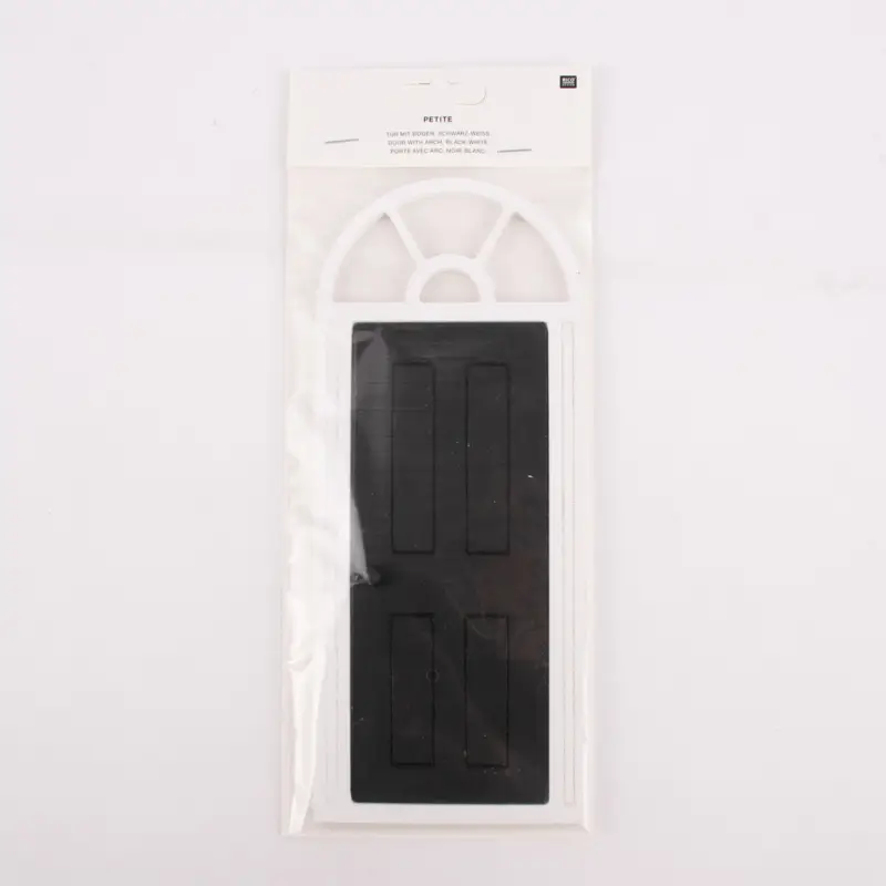 Neue Kollektion Rico Design Miniatur Tür mit Bogen Holz schwarz weiß 10x24cm