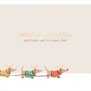 Grafik Werkstatt Doppelkarte Frohe Weihnachten und komm gut ins neue Jahr! Dackel beige 10,8x14,2cm Versand Am Gleichen Tag