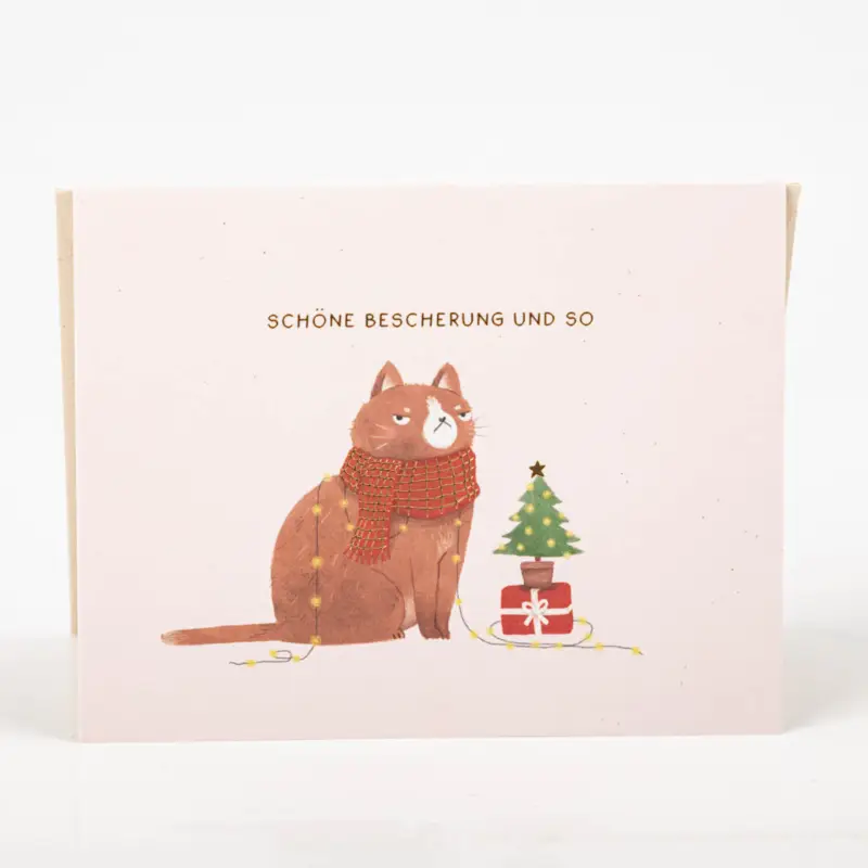 Grafik Werkstatt Doppelkarte klein Schöne Weihnachten und viel Glück fürs neue Jahr Tannenzweige Beeren 11,4x9cm Top-Seller