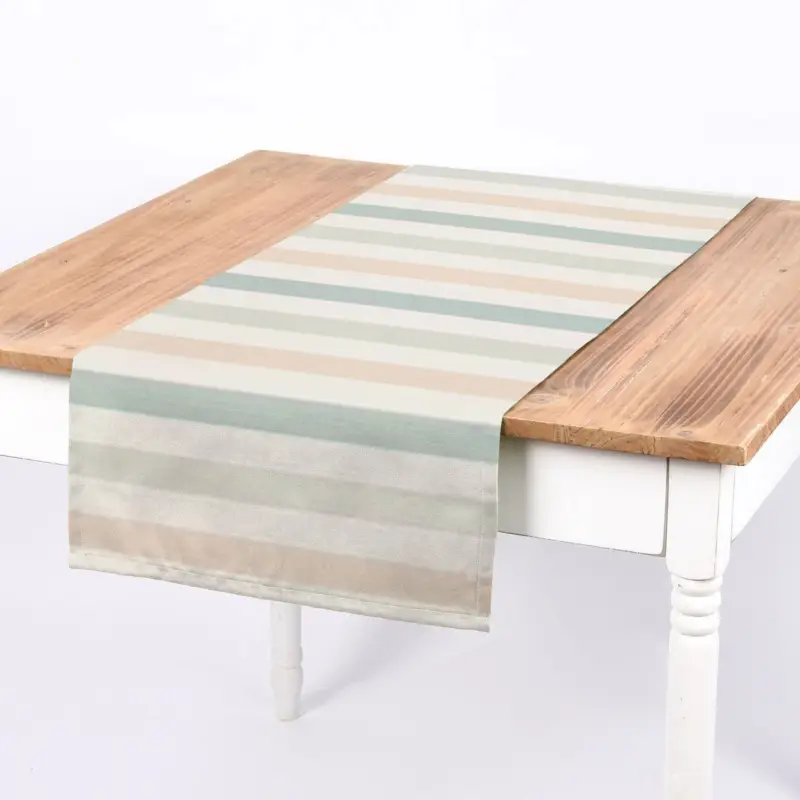 SCHÖNER LEBEN. Tischläufer Pastell Streifen Querstreifen ecru mintgrün vanille 40x160cm Direktkauf