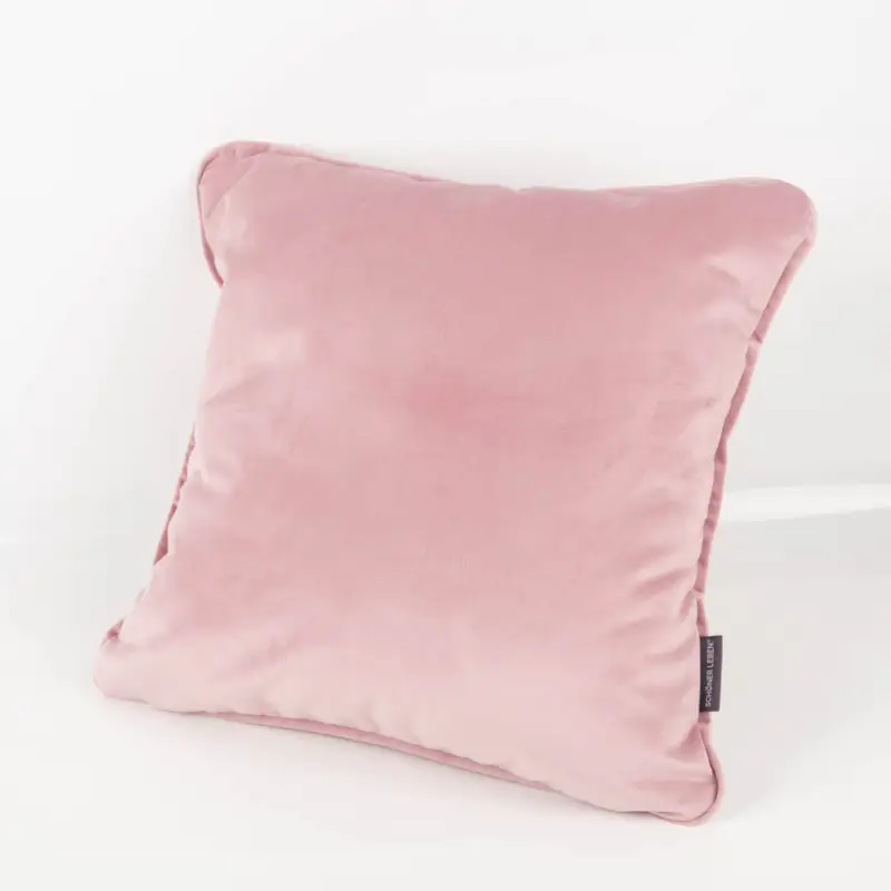 Samtkissen LeVelvet mit Kederumrandung und Federfüllung rosa 50x50cm von SCHÖNER LEBEN. Meistverkauft