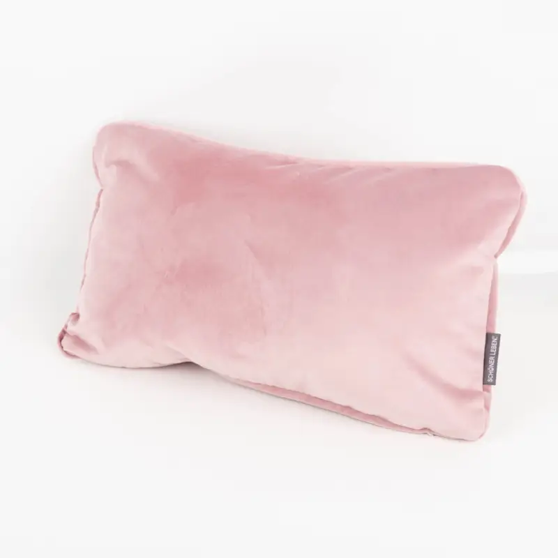 Samtkissen LeVelvet mit Kederumrandung und Federfüllung rosa 30x50cm von SCHÖNER LEBEN. Bestpreis