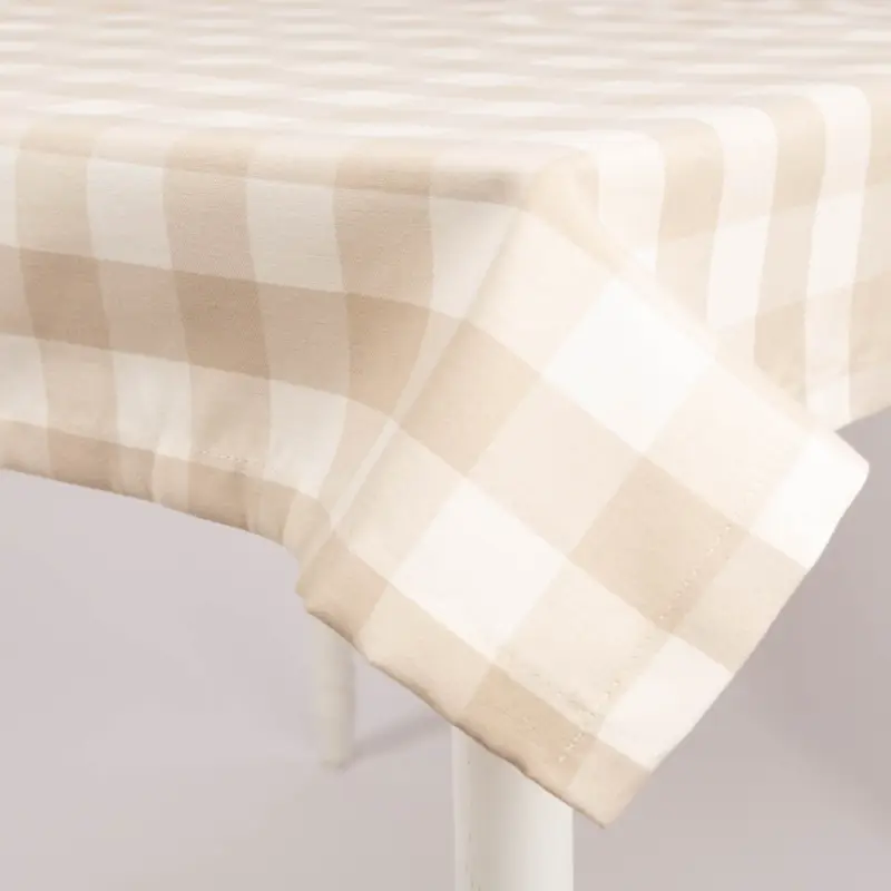 Tischdecke Karos beige weiß in versch. Größen von SCHÖNER LEBEN. Wochenendangebot