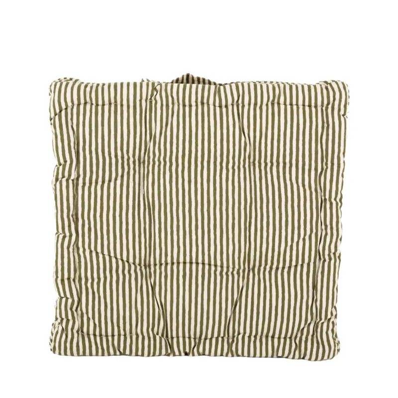 Markenprodukt Sitzkissen Bodenkissen aus Baumwolle mit Streifen grün natur 40x40x8cm