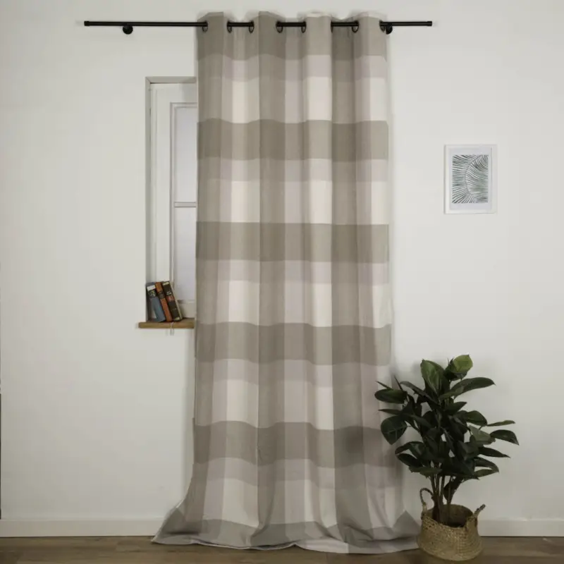 Online Kaufen Vorhang Wolloptik isolierend Karo beige 135x260cm