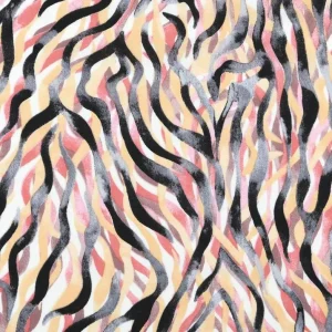Viskose Stoff für Bekleidung Seydou abstrakter Zebra-Print schwarz gelb rot 1,50m Breite Meistverkauft