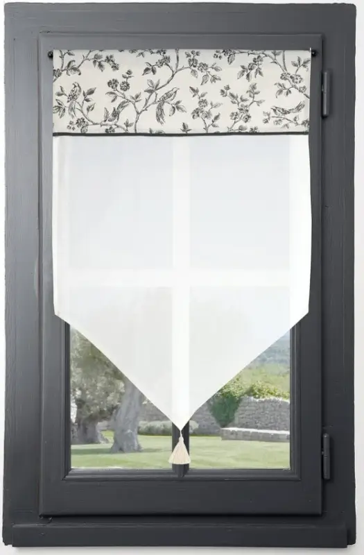 Top-Seller Scheibengardine Hänger Vögel auf Zweigen Leinenoptik natur 60x90cm
