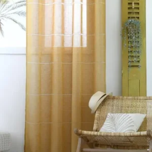 Ausverkauf Gardine mit Ösen Tessa halbtransparent gelb 140x260cm