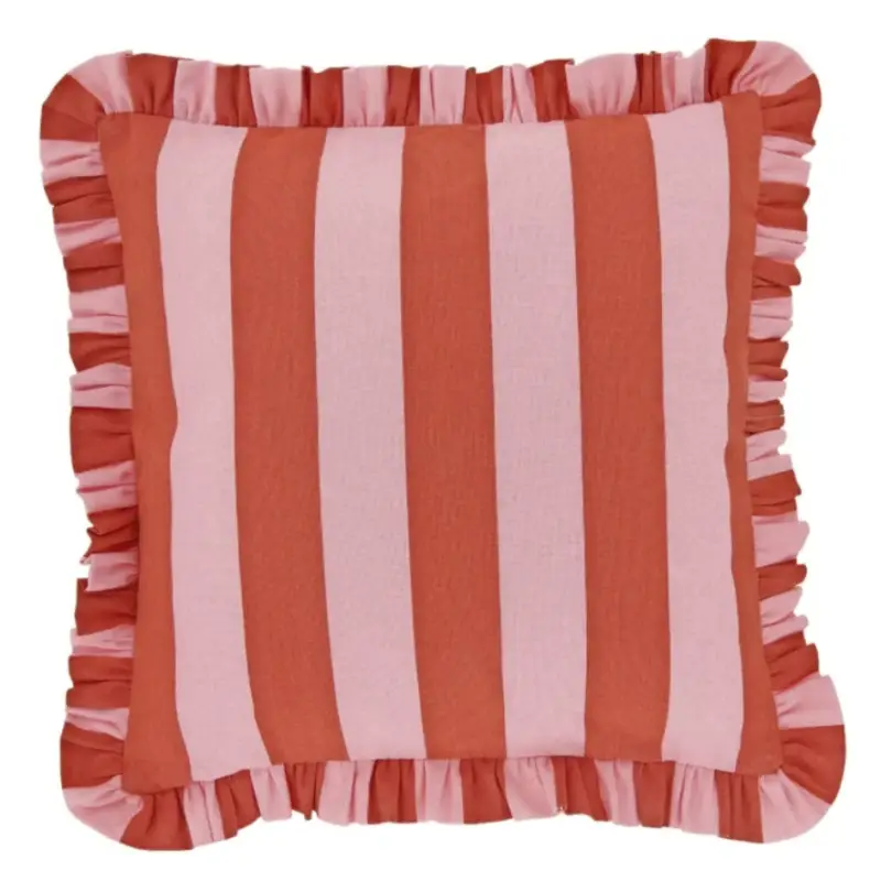 Kissen Summer Stripes mit Rüschenrand red pink 45x45cm Direkt Vom Hersteller