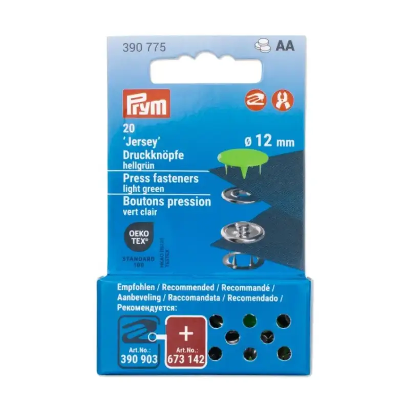 Ausverkauf Druckknöpfe Jersey 12mm hellgrün 20 Stk von Prym