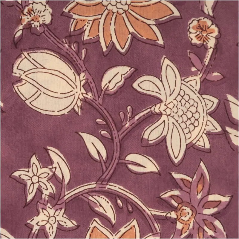 Wochenendangebot Baumwollstoff Voile Blumenornamente aubergine 1,45m Breite