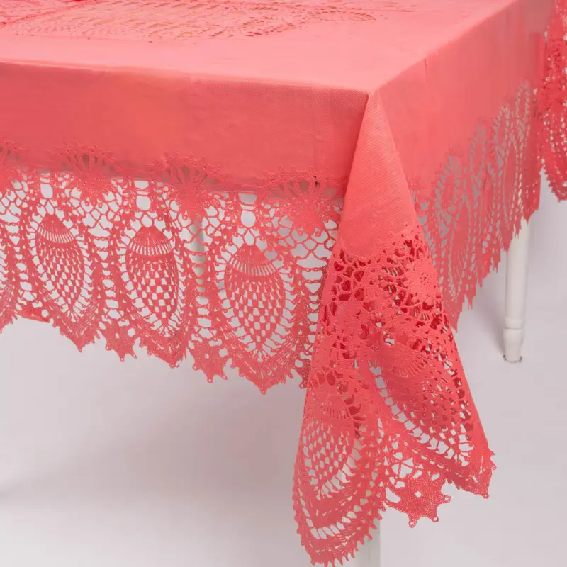 Sonderaktion Tischdecke abwaschbar Häkelspitze Amira sugar pink 137x180cm