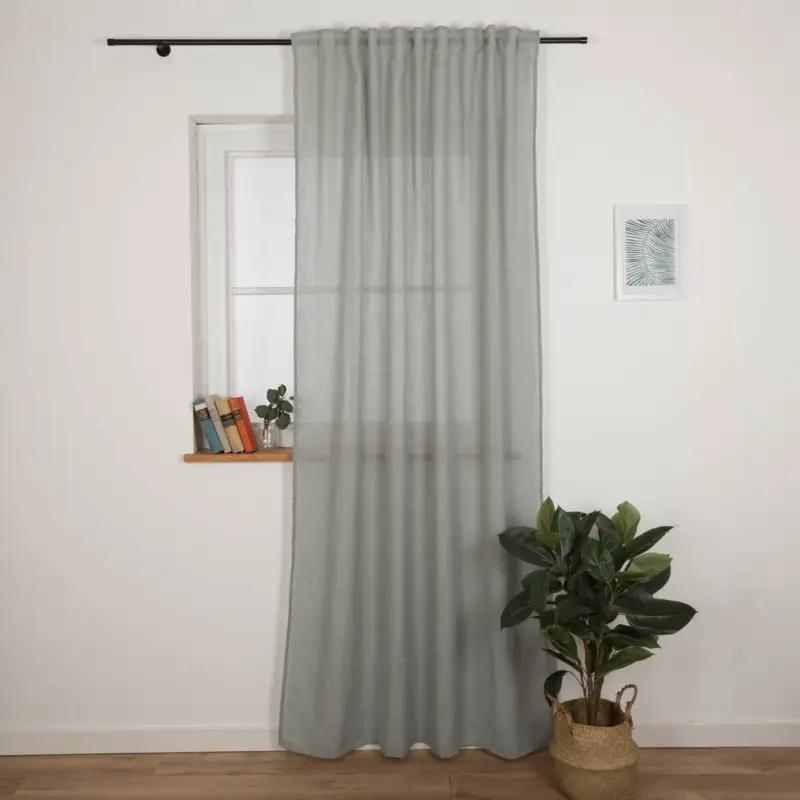 Gardine Soft mit Kombiband Leinenstruktur uni salbeigrün 140 x 245cm Jetzt Kaufen