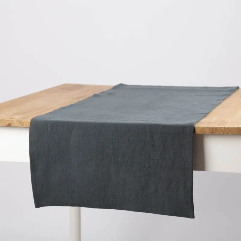 Tischläufer Leinen mit BW-Anteil einfarbig dunkelgrün 40x160cm von SCHÖNER LEBEN. Sale