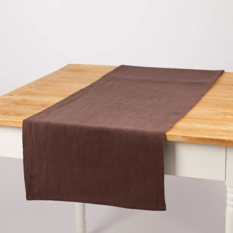 Tischläufer Leinen mit BW-Anteil einfarbig braun 40x160cm von SCHÖNER LEBEN. Bestseller