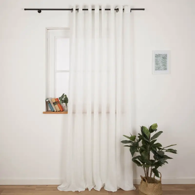 Ösenvorhang Ontario halbtransparent natürlich uni Wollweiß XL 290x260cm (BxH) Jetzt Kaufen