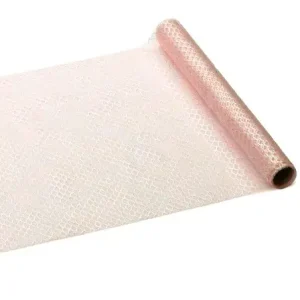 Aktuell Tischläufer Tüllband rosa mit Glitzer-Schuppenmuster 0,32x3m