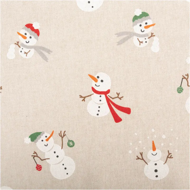 Dekostoff Weihnachtsstoff Leinenlook Xmas Happy Snowman Schneemann natur weiß 1,4m Breite Jetzt Kaufen