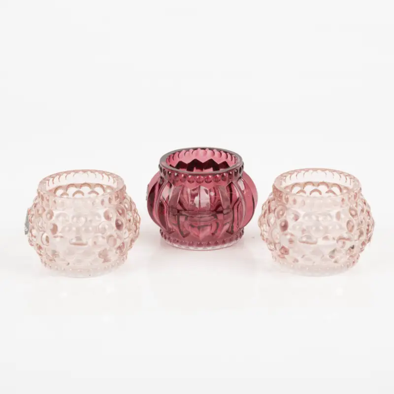 Teelichthalter aus Glas in verschiedenen Rosatönen 7 x 5 cm von Boltze Expressversand